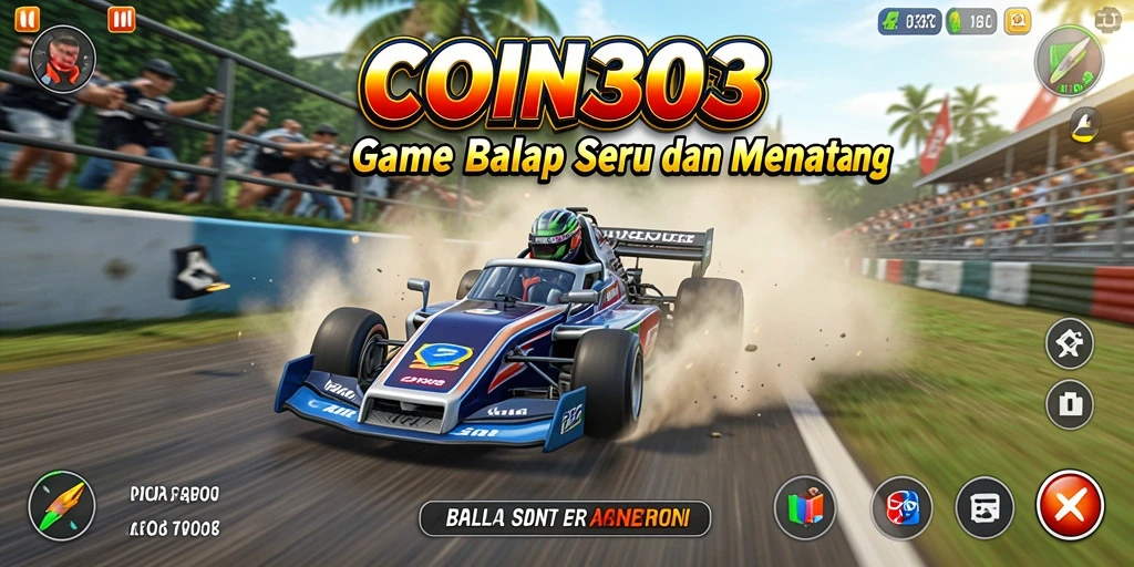 Screenshot COIN303 menampilkan aksi balapan yang mendebarkan.