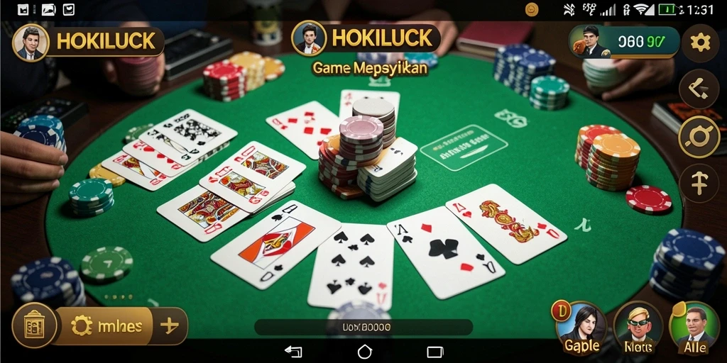 Tampilan gameplay seru HOKILUCK dengan pemain yang berkompetisi dalam Gaple.