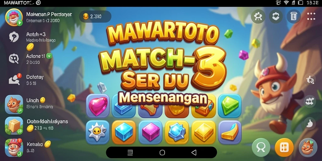 Tampilan menawan dari gameplay Match-3 di MAWARTOTO.