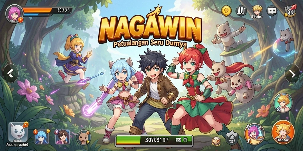 Tangkapan layar NAGAWIN menampilkan aksi seru dalam dunia anime.