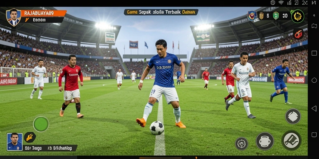Tampilan seru dari gameplay RAJABUAYA89 menunjukkan aksi sepak bola yang mendebarkan.