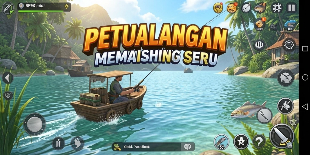 Tampilan gameplay RP99 yang menampilkan keseruan memancing.